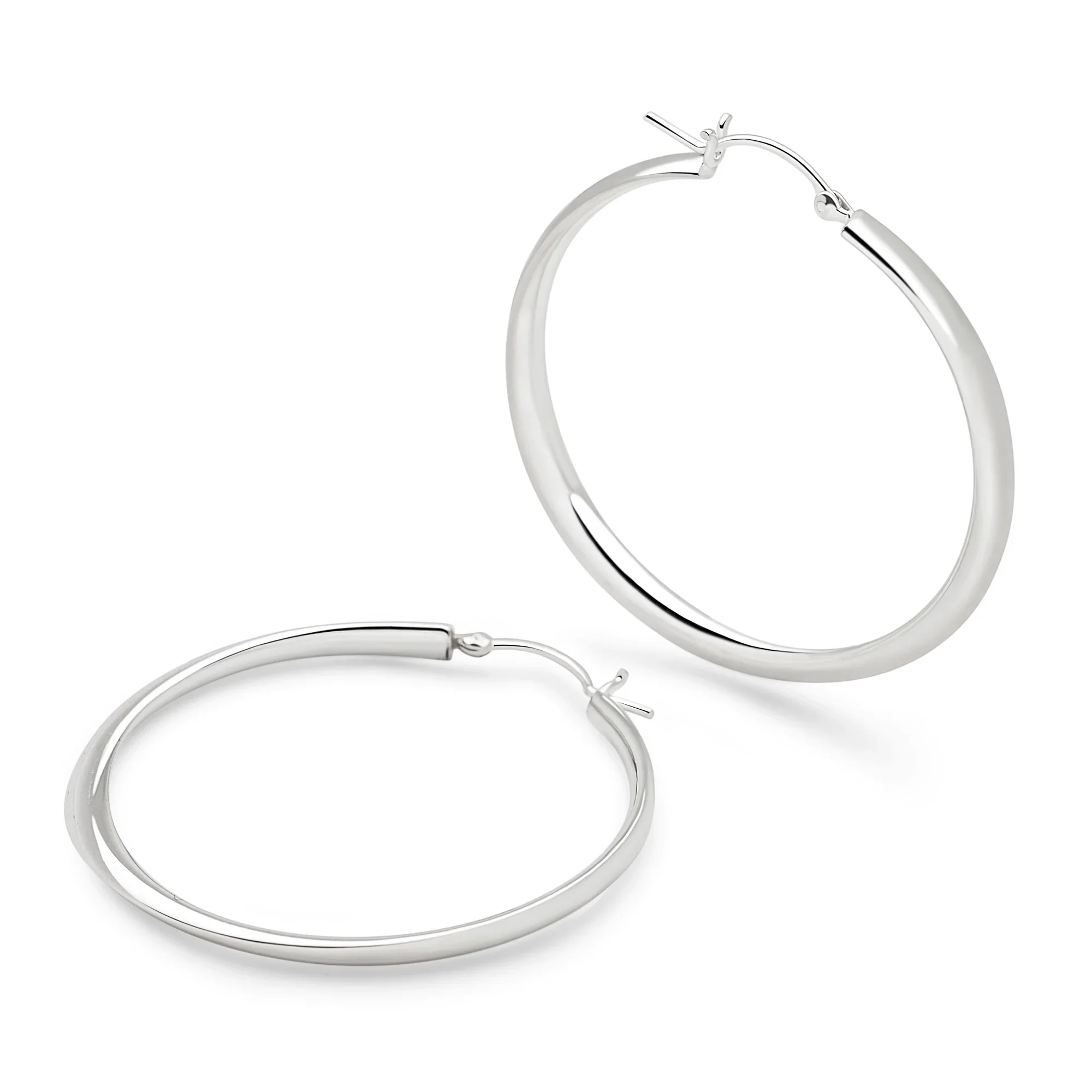 Classico Silver Hoops - Large - Image 3