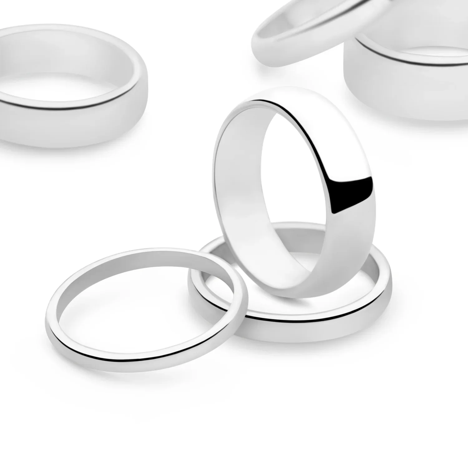 D-Shaped Silver Band Ring 2mm - Image 5